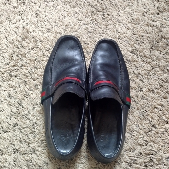 GUCCI  FLAG Black Leather Boat Deck Loafers sz 9 main image 11